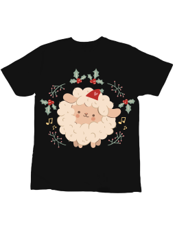 Koszulka Koszulka Dziecięca Świąteczna Owieczka Czarna - Śmieszne T-Shirty z Nadrukami ?