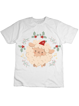 Koszulka Koszulka Dziecięca Świąteczna Owieczka Biała - Śmieszne T-Shirty z Nadrukami ?