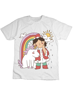 Koszulka Koszulka Dziecięca Mikołajka z Jednorożcem Biała - Śmieszne T-Shirty z Nadrukami ?