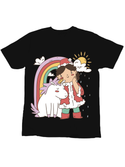 Koszulka Koszulka Dziecięca Mikołajka z Jednorożcem Czarna - Śmieszne T-Shirty z Nadrukami ?