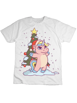 Koszulka Koszulka Dziecięca Jednorożec w Płatkach Śniegu Biała - Śmieszne T-Shirty z Nadrukami ?