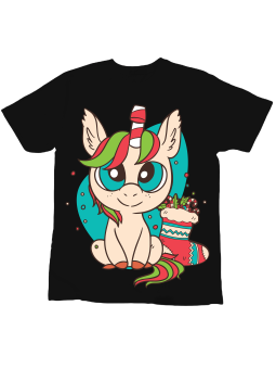 Koszulka Koszulka Dziecięca Słodki Jednorożec Candy Czarna - Śmieszne T-Shirty z Nadrukami ?