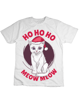 Koszulka Koszulka Dziecięca Ho Ho Ho Meow Meow Biała - Śmieszne T-Shirty z Nadrukami ?