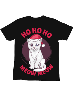 Koszulka Koszulka Dziecięca Ho Ho Ho Meow Meow Czarna - Śmieszne T-Shirty z Nadrukami ?