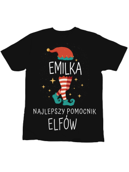 Koszulka Koszulka Dziecięca Najlepszy Pomocnik Elfów [WYBIERZ IMIĘ] Czarna - Śmieszne T-Shirty z Nadrukami ?