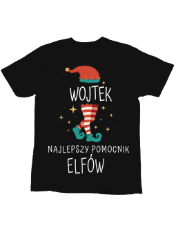 Koszulka Koszulka Dziecięca Najlepszy Pomocnik Elfów [WYBIERZ IMIĘ] Czarna - Śmieszne T-Shirty z Nadrukami ?