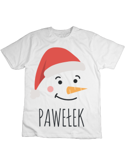 Koszulka Koszulka Dziecięca Pan Bałwan [WYBIERZ IMIĘ] Biała - Śmieszne T-Shirty z Nadrukami ?