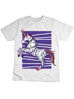 Koszulka Koszulka Dziecięca Jednorożec w Lampkach Biała - Śmieszne T-Shirty z Nadrukami ?