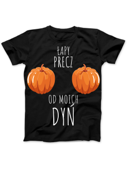 Koszulka Koszulka Damska Łapy Precz Od Moich Dyń Czarna - Śmieszne T-Shirty z Nadrukami ?