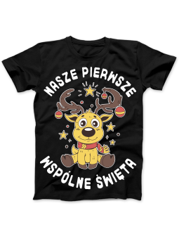 Koszulka Koszulka Damska Pierwsze Wspólne Święta Czarna - Śmieszne T-Shirty z Nadrukami ?