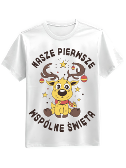Koszulka Koszulka Męska Pierwsze Wspólne Święta Biała - Śmieszne T-Shirty z Nadrukami ?