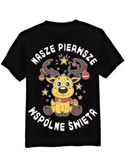 Koszulka Koszulka Męska Pierwsze Wspólne Święta Czarna - Śmieszne T-Shirty z Nadrukami ?