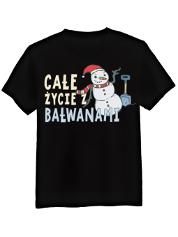 Koszulka Koszulka Męska Całe Życie z Bałwanami Czarna - Śmieszne T-Shirty z Nadrukami ?