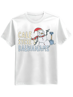 Koszulka Koszulka Męska Całe Życie z Bałwanami Biała - Śmieszne T-Shirty z Nadrukami ?