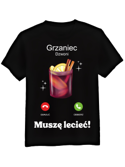 Koszulka Koszulka Męska Grzaniec Dzwoni Czarna - Śmieszne T-Shirty z Nadrukami ?