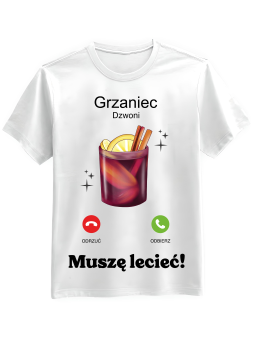 Koszulka Koszulka Męska Grzaniec Dzwoni Biała - Śmieszne T-Shirty z Nadrukami ?