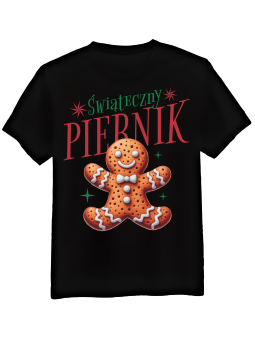 Koszulka Koszulka Męska Świąteczny Piernik Czarna - Śmieszne T-Shirty z Nadrukami ?