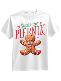Koszulka Koszulka Męska Świąteczny Piernik Biała - Śmieszne T-Shirty z Nadrukami ?