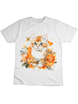 Koszulka Koszulka Dziecięca Kotek Akwarela Biała - Śmieszne T-Shirty z Nadrukami ?