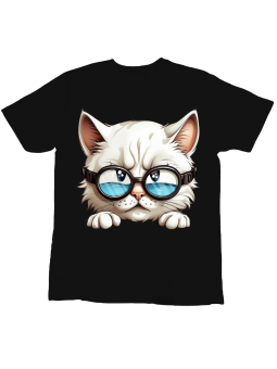 Koszulka Koszulka Dziecięca Kot w Goglach Czarna - Śmieszne T-Shirty z Nadrukami ?