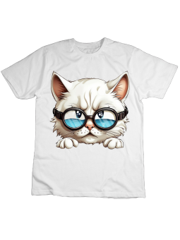 Koszulka Koszulka Dziecięca Kot w Goglach Biała - Śmieszne T-Shirty z Nadrukami ?