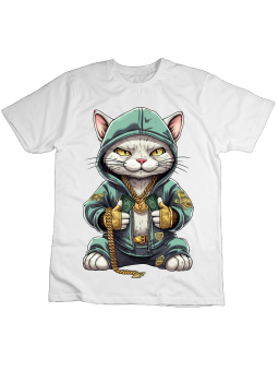 Koszulka Koszulka Dziecięca Kot Raper Biała - Śmieszne T-Shirty z Nadrukami ?