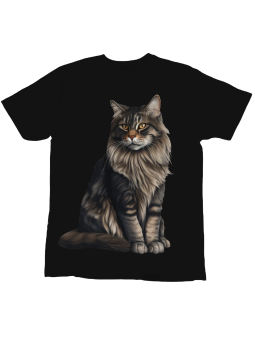 Koszulka Koszulka Dziecięca Kot Maine Coon Czarna - Śmieszne T-Shirty z Nadrukami ?