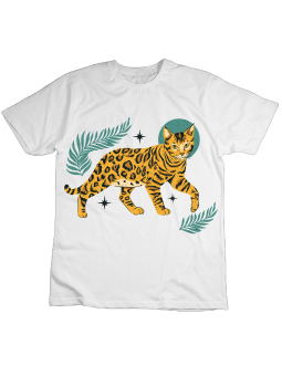 Koszulka Koszulka Dziecięca Kot Bengalski Biała - Śmieszne T-Shirty z Nadrukami ?