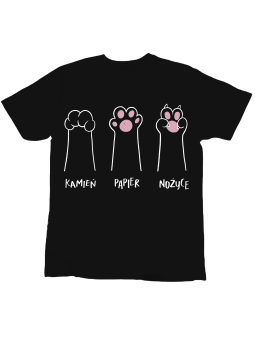 Koszulka Koszulka Dziecięca Kot Kamień Papier Nożyce Czarna - Śmieszne T-Shirty z Nadrukami ?