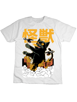 Koszulka Koszulka Dziecięca Anime Kot Kaiju Biała - Śmieszne T-Shirty z Nadrukami ?