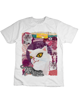 Koszulka Koszulka Dziecięca Koty Kolaż Biała - Śmieszne T-Shirty z Nadrukami ?