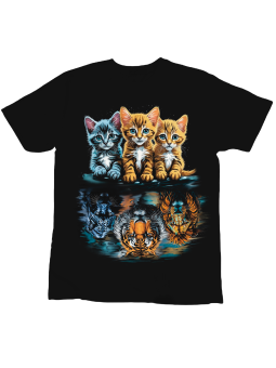 Koszulka Koszulka Dziecięca Trzy Koty Czarna - Śmieszne T-Shirty z Nadrukami ?