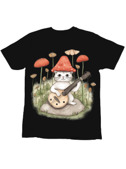 Koszulka Koszulka Dziecięca Kot Muchomorek Czarna - Śmieszne T-Shirty z Nadrukami ?