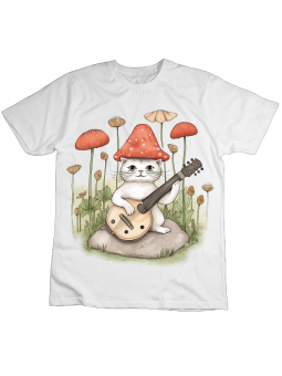 Koszulka Koszulka Dziecięca Kot Muchomorek Biała - Śmieszne T-Shirty z Nadrukami ?