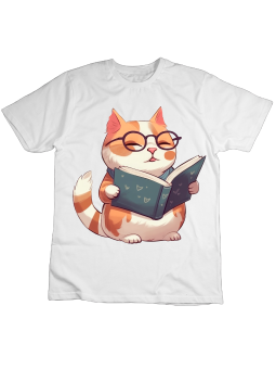 Koszulka Koszulka Dziecięca Mądry Kot Biała - Śmieszne T-Shirty z Nadrukami ?