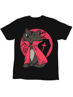 Koszulka Koszulka Dziecięca Kot Dracula Czarna - Śmieszne T-Shirty z Nadrukami ?