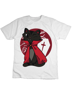 Koszulka Koszulka Dziecięca Kot Dracula Biała - Śmieszne T-Shirty z Nadrukami ?