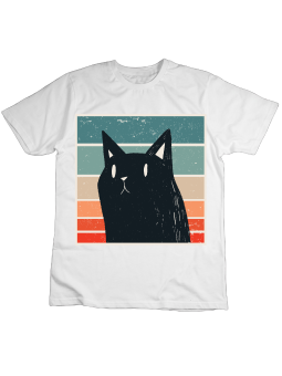 Koszulka Koszulka Dziecięca Retro Kot Biała - Śmieszne T-Shirty z Nadrukami ?