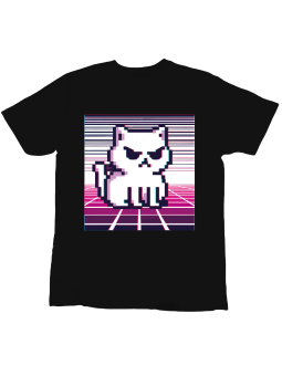 Koszulka Koszulka Dziecięca Pixel Cat Czarna - Śmieszne T-Shirty z Nadrukami ?