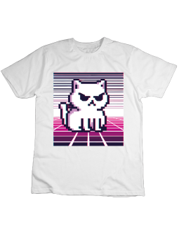 Koszulka Koszulka Dziecięca Pixel Cat Biała - Śmieszne T-Shirty z Nadrukami ?