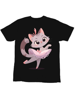 Koszulka Koszulka Dziecięca Kotek Baletnica Czarna - Śmieszne T-Shirty z Nadrukami ?