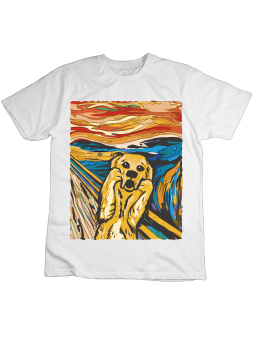 Koszulka Koszulka Dziecięca Munch Krzyk Pies Biała - Śmieszne T-Shirty z Nadrukami ?