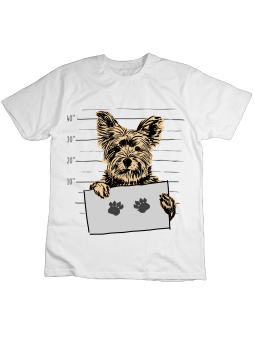 Koszulka Koszulka Dziecięca Pies York Przestępca Biała - Śmieszne T-Shirty z Nadrukami ?