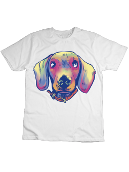 Koszulka Koszulka Dziecięca Pies Dachshund Watercolor Biała - Śmieszne T-Shirty z Nadrukami ?