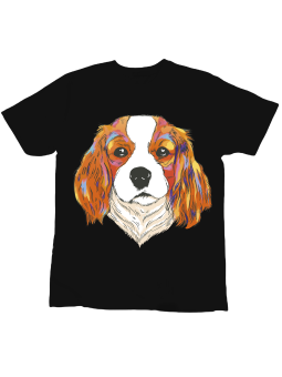 Koszulka Koszulka Dziecięca Pies Charles Spaniel Czarna - Śmieszne T-Shirty z Nadrukami ?