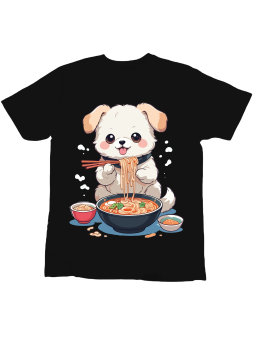 Koszulka Koszulka Dziecięca Ramen Piesek Czarna - Śmieszne T-Shirty z Nadrukami ?