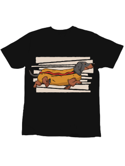 Koszulka Koszulka Dziecięca HotDog Pies Czarna - Śmieszne T-Shirty z Nadrukami ?