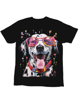 Koszulka Koszulka Dziecięca Kolorowy Dalmatyńczyk Czarna - Śmieszne T-Shirty z Nadrukami ?