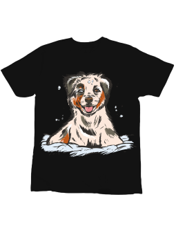 Koszulka Koszulka Dziecięca Mały Australian Shepherd Pies Czarna - Śmieszne T-Shirty z Nadrukami ?