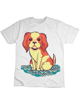 Koszulka Koszulka Dziecięca Piesek Na Kwiatkach Biała - Śmieszne T-Shirty z Nadrukami ?